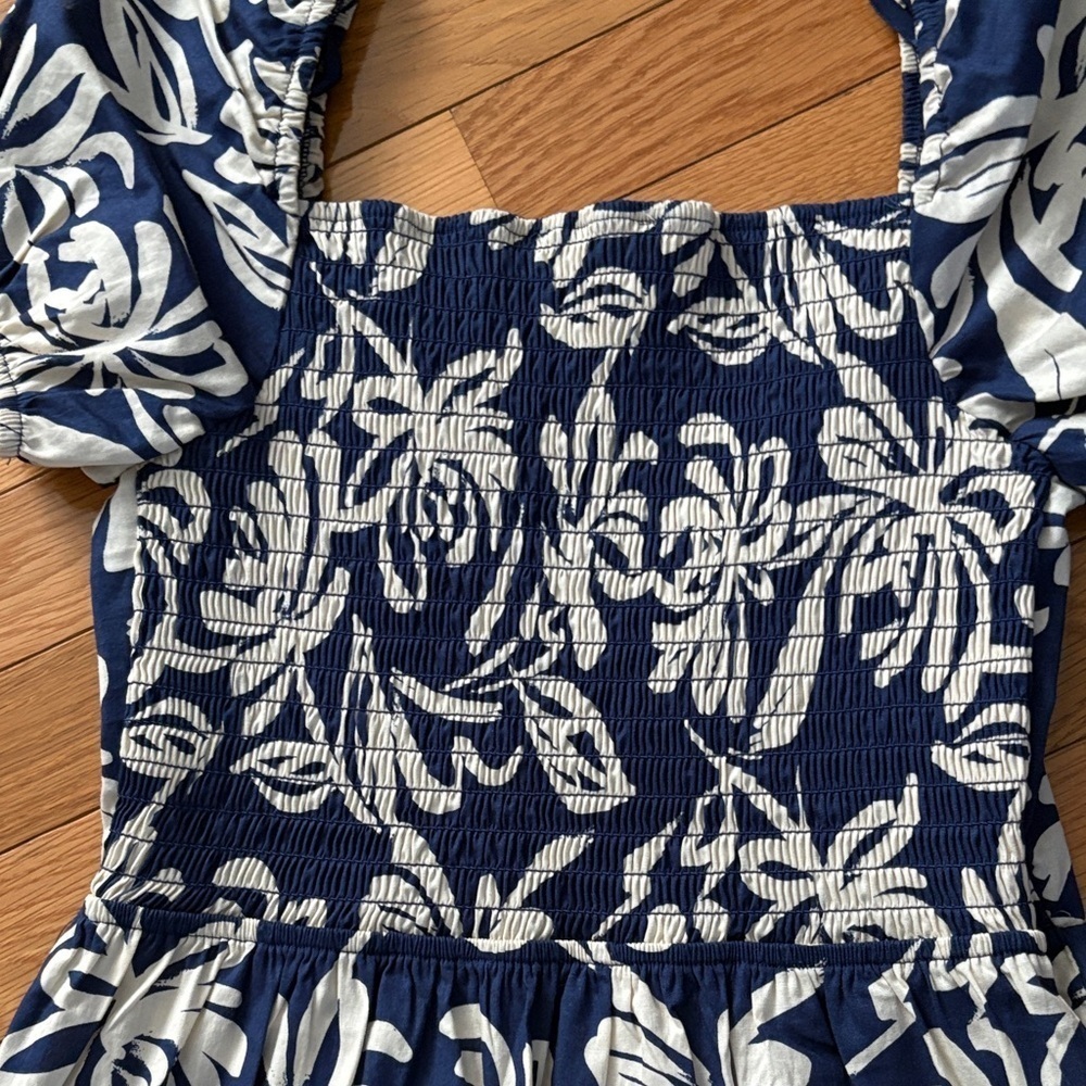 Monteau Navy and White Floral Midi Dress - Picture 7 of 8